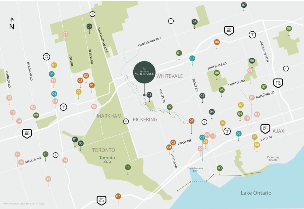 Map of the Trails of Whitevale location in north Pickering