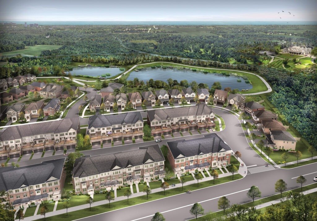 Rendering of Trails of Whitevale homes alongside green space